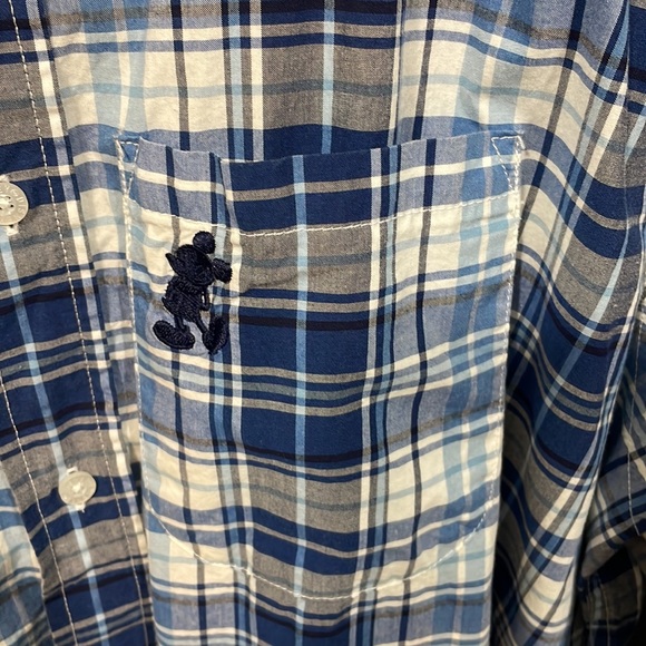 Disney Parks Blue and White Plaid Long Sleeve Button Down Shirt - Picture 4 of 4
